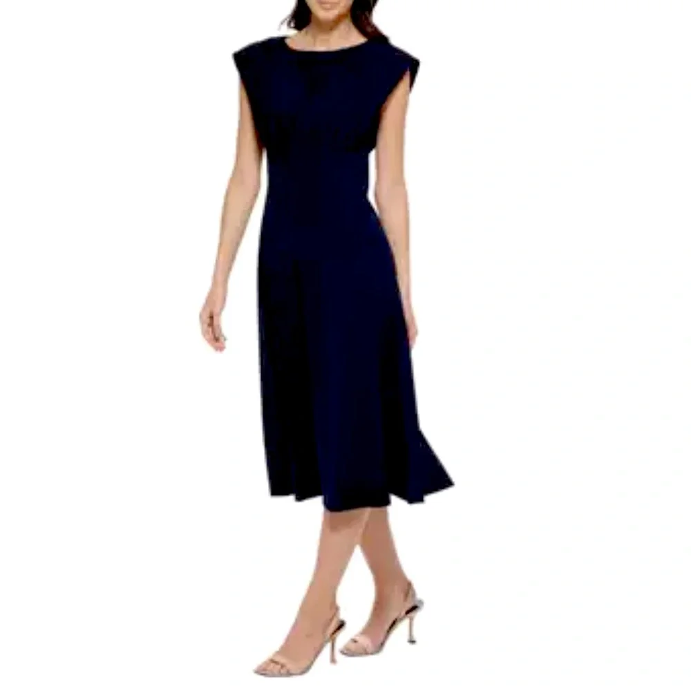 NEW Calvin Klein Women's Solid Midi Dress - Black, Size 6 - Picture 3 of 4